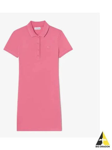 Women s mini pique stitch polo dress deep pink - LACOSTE - BALAAN 1