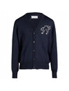 Embroidered Logo Wool Cardigan Navy - MAISON MARGIELA - BALAAN 1