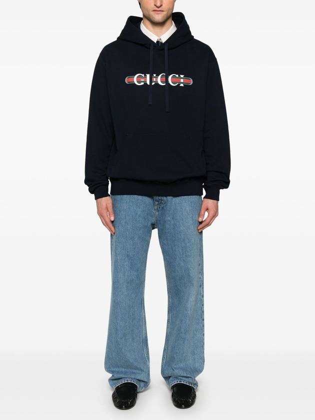 Logo Print Hoodie Navy - GUCCI - BALAAN 3