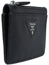 Triangle Stitch Logo Card Wallet Black - PRADA - BALAAN 4