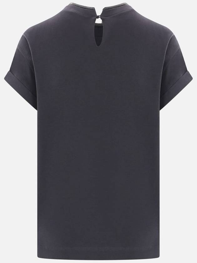 Crew Neck Turn-Up Sleeve Short Sleeve T-Shirt Navy - BRUNELLO CUCINELLI - BALAAN 3