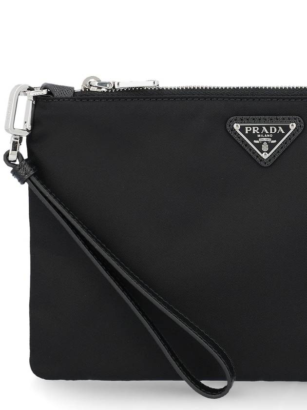 Saffiano Leather Strap Nylon Clutch Bag Black - PRADA - BALAAN 5