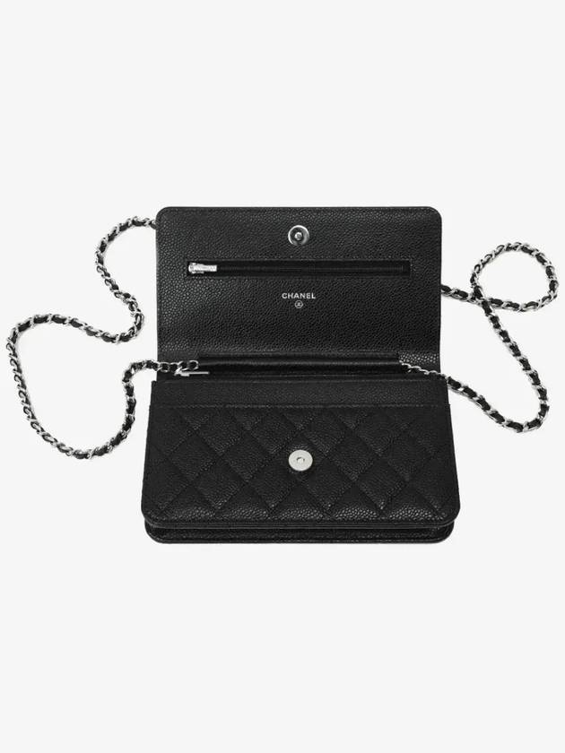 Classic Crossbag On Chain Grained Calfskin & Silver Black - CHANEL - BALAAN 11