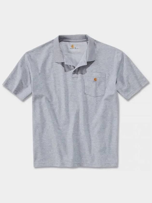 Polo short sleeve t shirt heather gray K570 HGY - CARHARTT - BALAAN 4