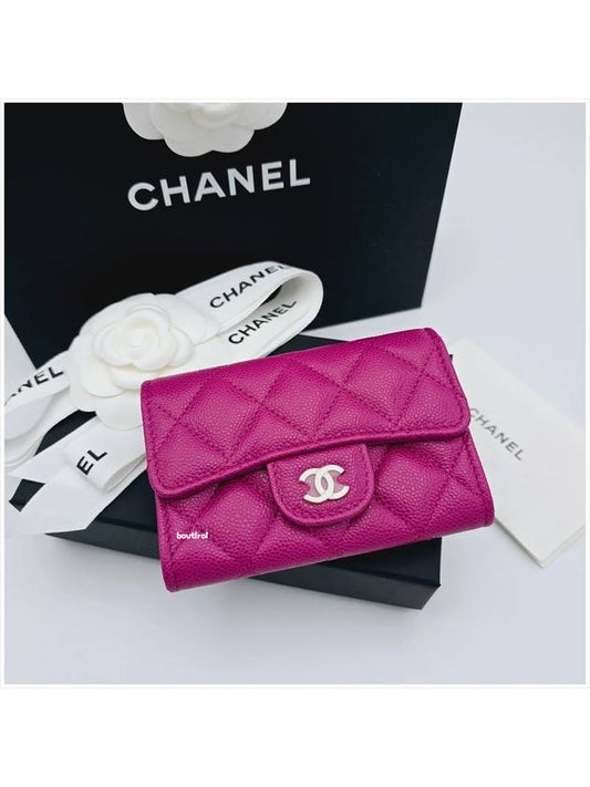 Classic caviar zipper card wallet snap card wallet purple dark pink AP4096 - CHANEL - BALAAN 1