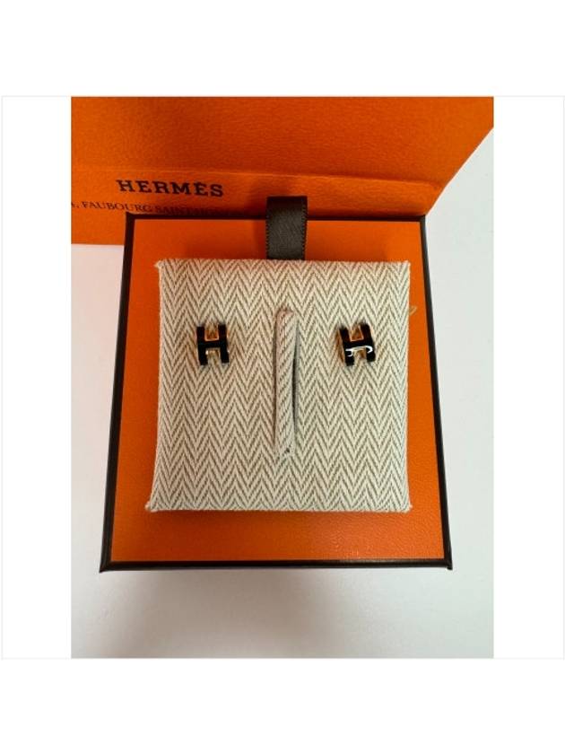 Mini Pop H Rose Gold Earrings Noir - HERMES - BALAAN 5