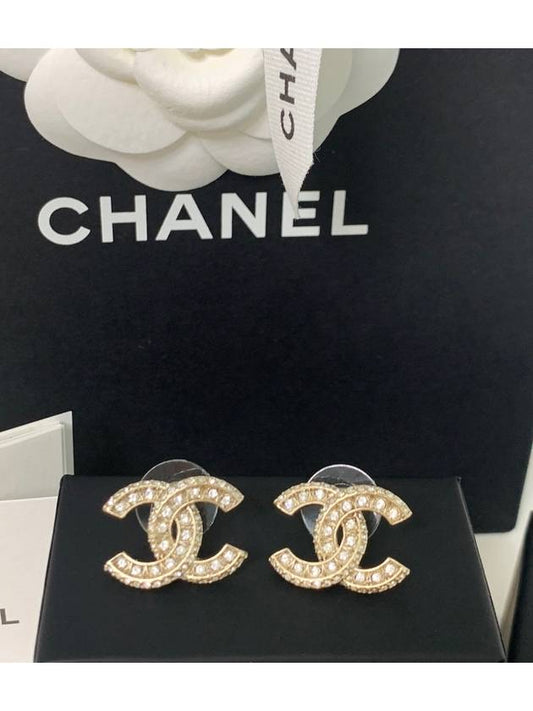 CC logo earrings diamante crystal gold A86504 - CHANEL - BALAAN 1