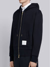 Center Back Stripe Cotton Zip Up Hoodie Navy - THOM BROWNE - BALAAN 3