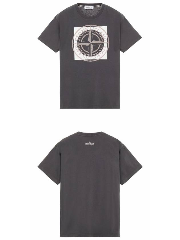 Compass Logo Printing Short Sleeve T-Shirt Charcoal - STONE ISLAND - BALAAN 5