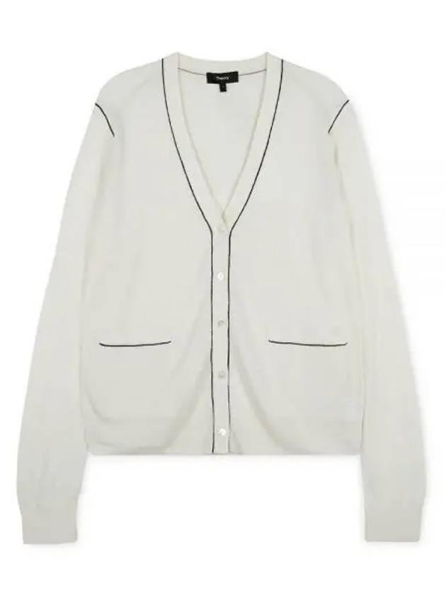 Women's Washable Silk V-Neck Cardigan White - THEORY - BALAAN 2