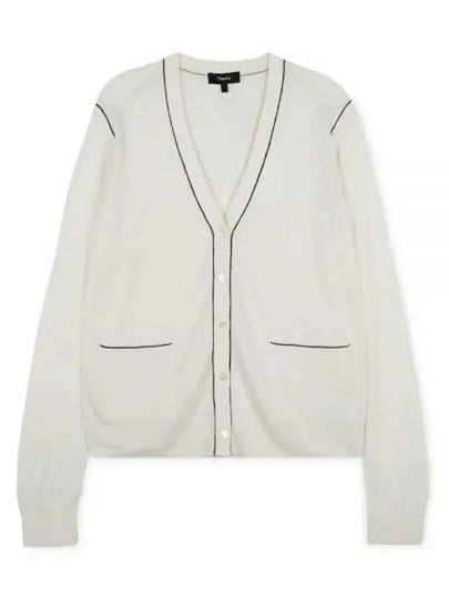 Women's Washable Silk V-Neck Cardigan White - THEORY - BALAAN 2