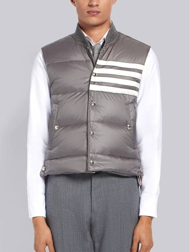 Men's Matte Diagonal Nylon Down Padded Vest Medium Grey - THOM BROWNE - BALAAN 2