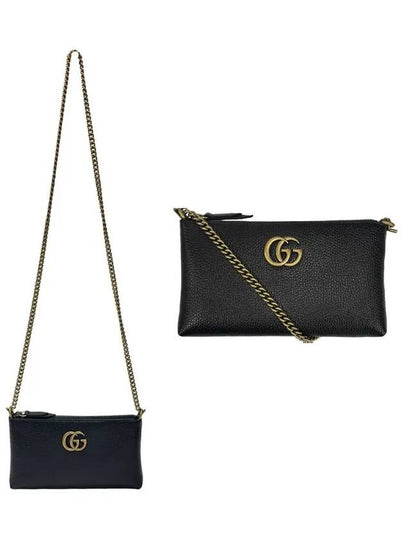 GG Logo Leather Square Chain Shoulder Bag Black - GUCCI - BALAAN 2