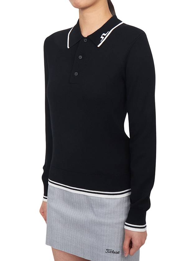 Women's Mimi Knit PK Shirt Black - J.LINDEBERG - BALAAN 3