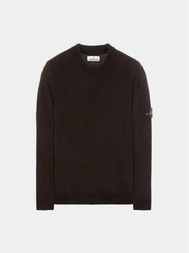 Wappen Patch Cotton Chenille Crew Neck Pullover Knit Top Brown - STONE ISLAND - BALAAN 2