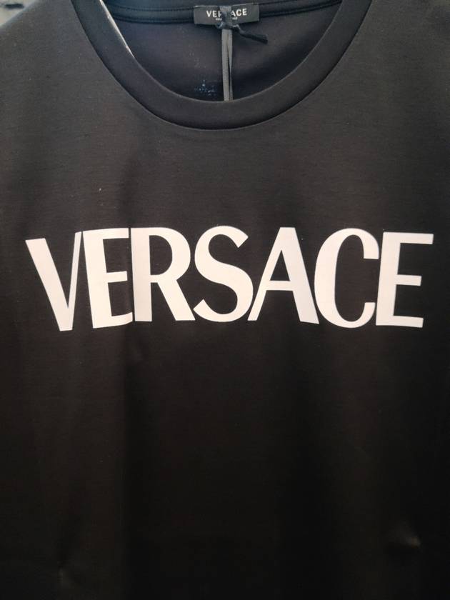 Logo Back Smiley Print Short Sleeve T-shirt Black - VERSACE - BALAAN 10