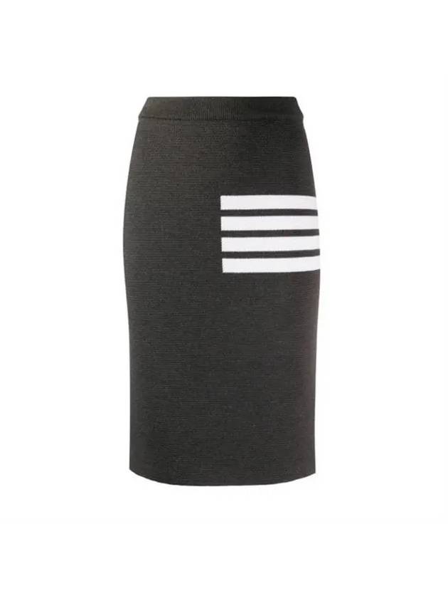 Women's Fine Merino Wool 4 Bar Stitch Pencil Skirt Dark Grey - THOM BROWNE - BALAAN 3