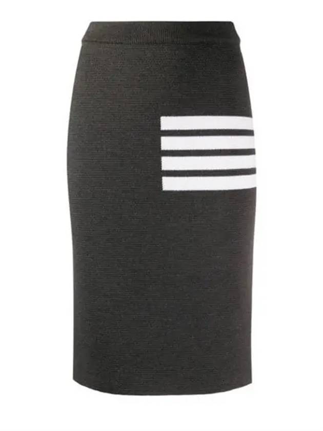 Women's Fine Merino Wool 4 Bar Stitch Pencil Skirt Dark Grey - THOM BROWNE - BALAAN 3