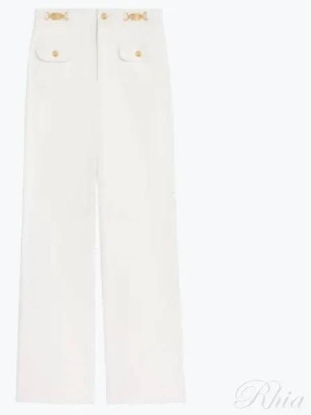 Gourmettes Cotton Straight Pants White - CELINE - BALAAN 2