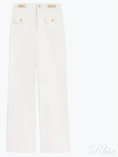 Gourmettes Cotton Straight Pants White - CELINE - BALAAN 2