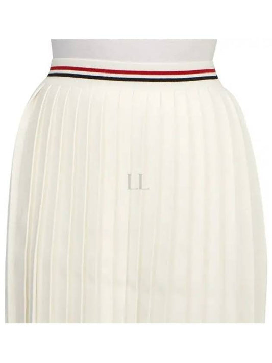 Cotton Stripe Pleated Skirt White - THOM BROWNE - BALAAN 2