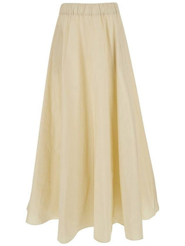 Beige Midi Skirt With Elastic Waist And Ruffle Design In Tech Fabric Woman - P.A.R.O.S.H. - BALAAN 1