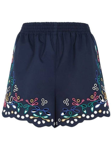 floral embroidery pattern banding shorts navy - CHLOE - BALAAN 1