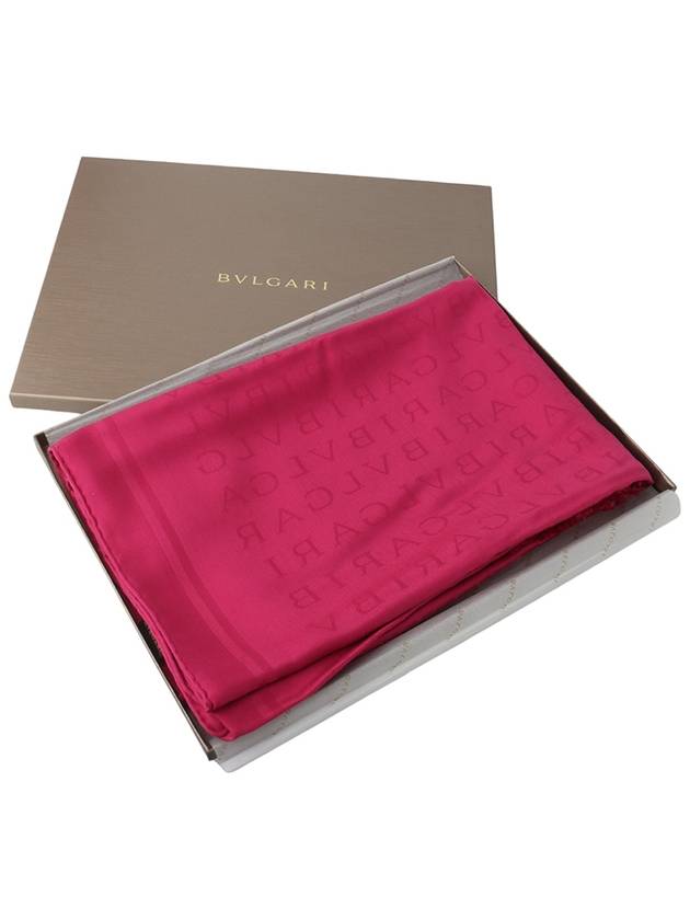 Logomania Stole Wool Silk Scarf Muffler Pink 33701Y 3 - BVLGARI - BALAAN 6