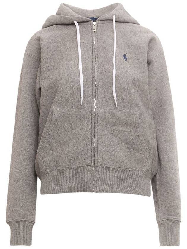 Embroidered Logo Zip Up Hoodie Grey - POLO RALPH LAUREN - BALAAN 1