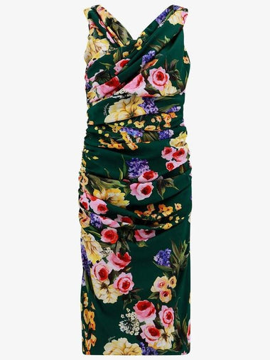 24 ss Stretch Silk Dress WITH Floral Print F6FAETFSA57HV4YB B0650991169 - DOLCE&GABBANA - BALAAN 1