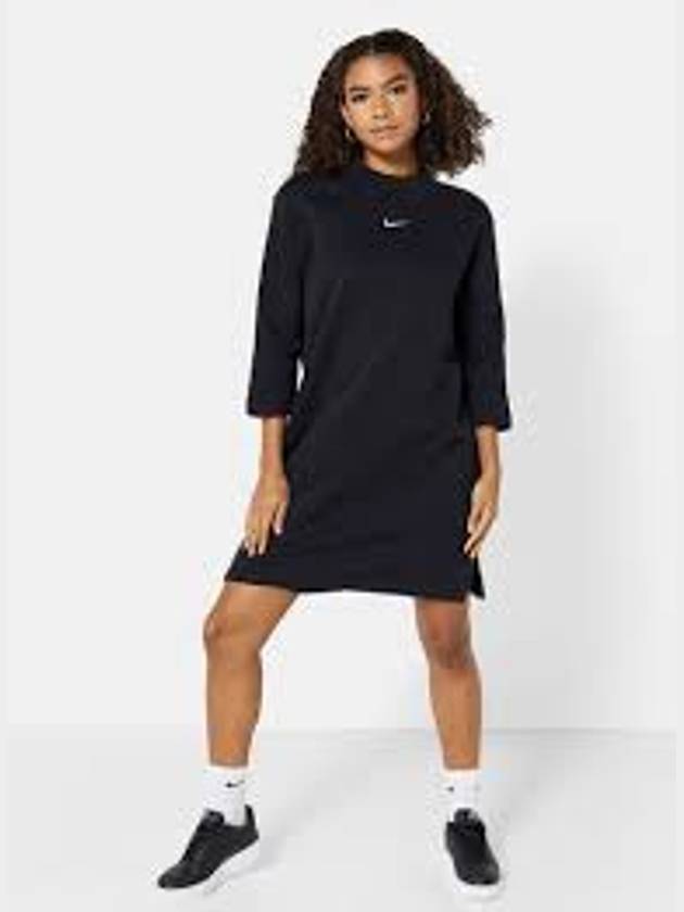 Women's Sportswear Fleece 3Q Logo Short Dress Black - NIKE - BALAAN 8