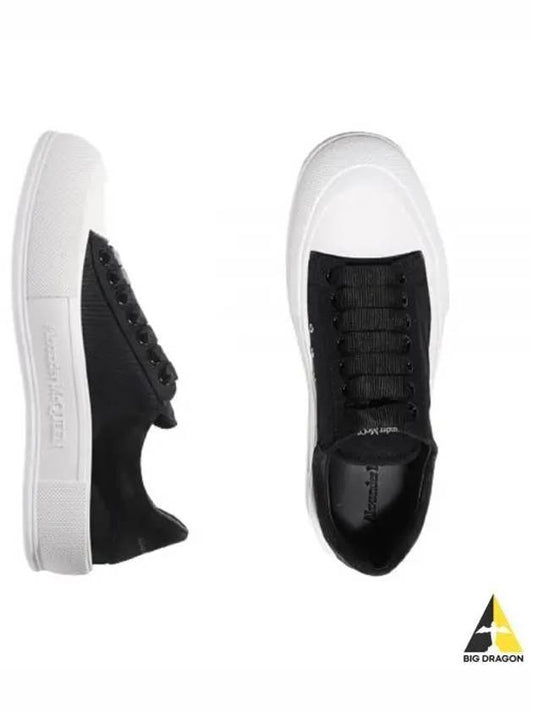 Deck Plimsoll Lace-Up Low-Top Sneakers Black - ALEXANDER MCQUEEN - BALAAN 2