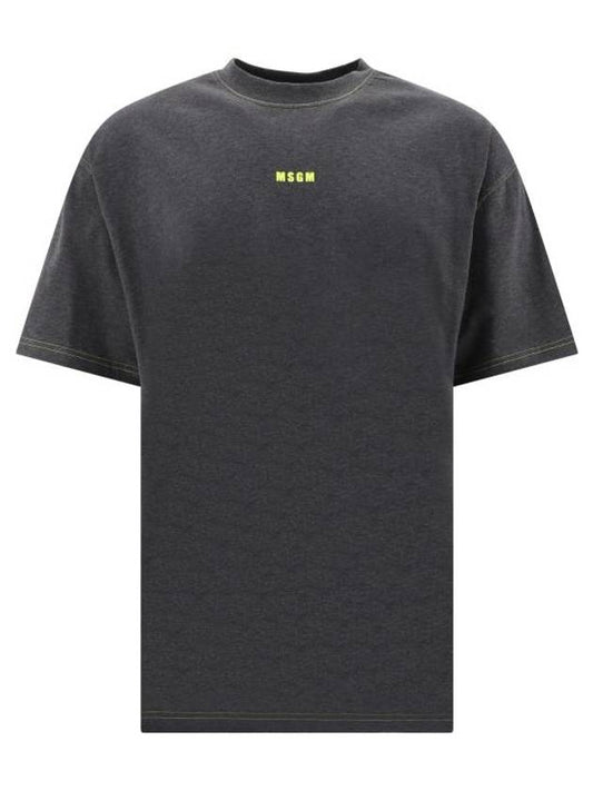 Micro Logo Short Sleeve T-Shirt Charcoal - MSGM - BALAAN 1