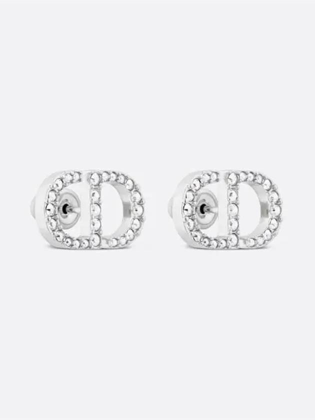 Petit CD Stud Crystal Earrings Silver - DIOR - BALAAN 3