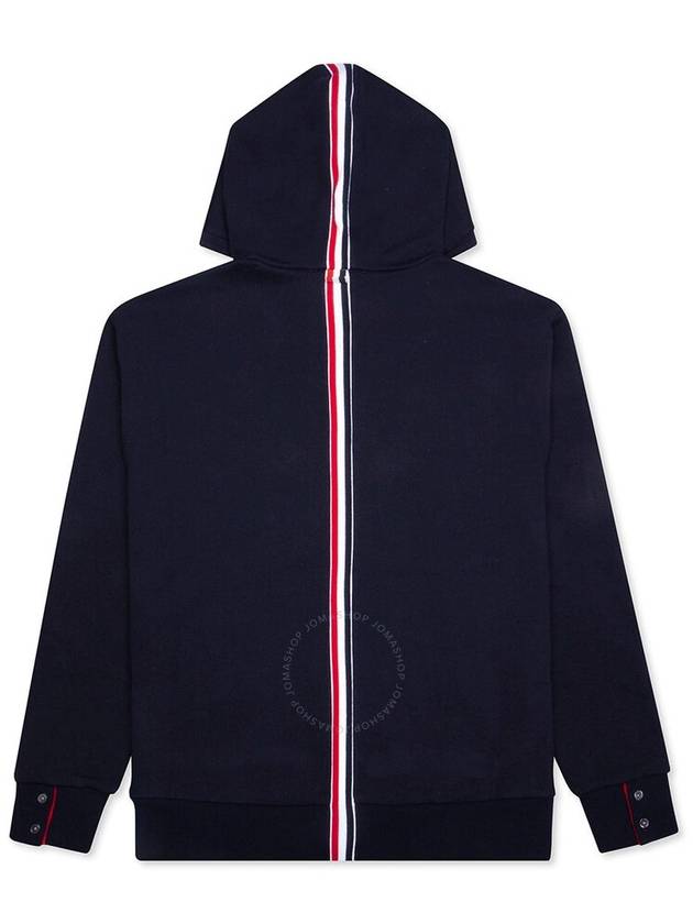 Center Back Stripe Cotton Zip Up Hoodie Navy - THOM BROWNE - BALAAN 3