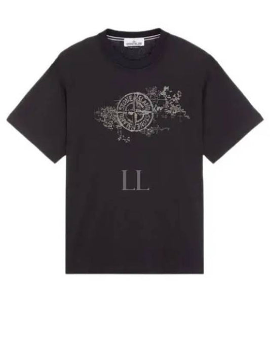 Camo Three Embroidery Regular Fit Cotton Jersey Short Sleeve T-Shirt Black - STONE ISLAND - BALAAN 2