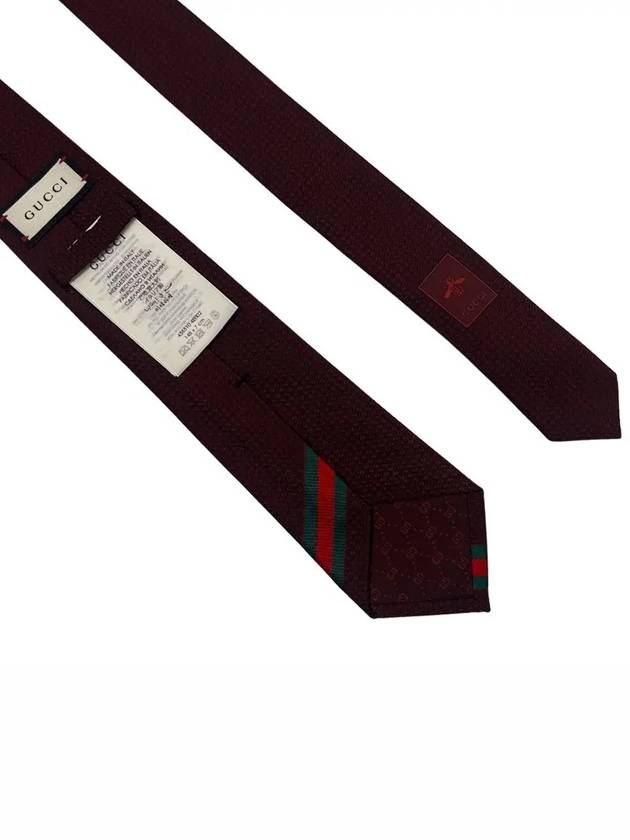 Web Bee Detail Silk Tie Dark Red - GUCCI - BALAAN 6