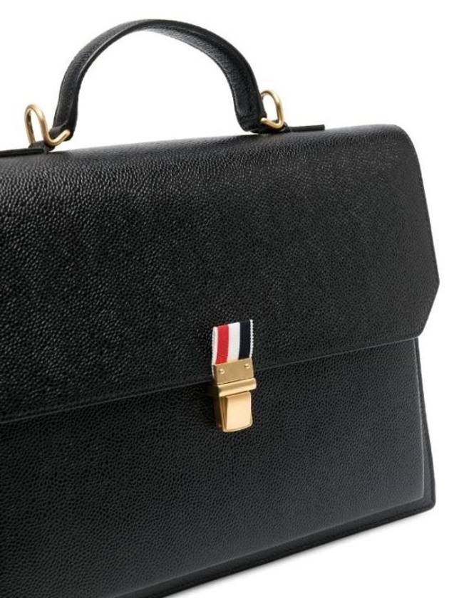 Pebble Grain Leather Tote Bag Black - THOM BROWNE - BALAAN 6