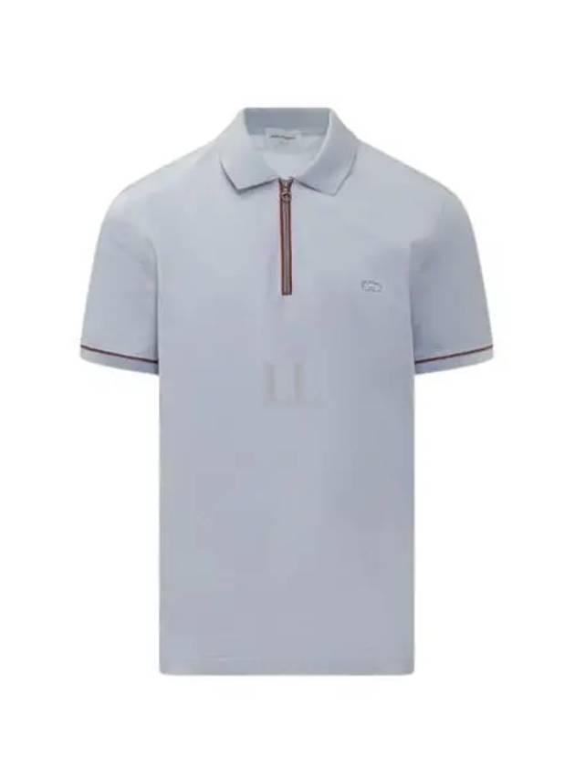 Men's Short Sleeve Cotton Polo Shirt Blue - SALVATORE FERRAGAMO - BALAAN 2