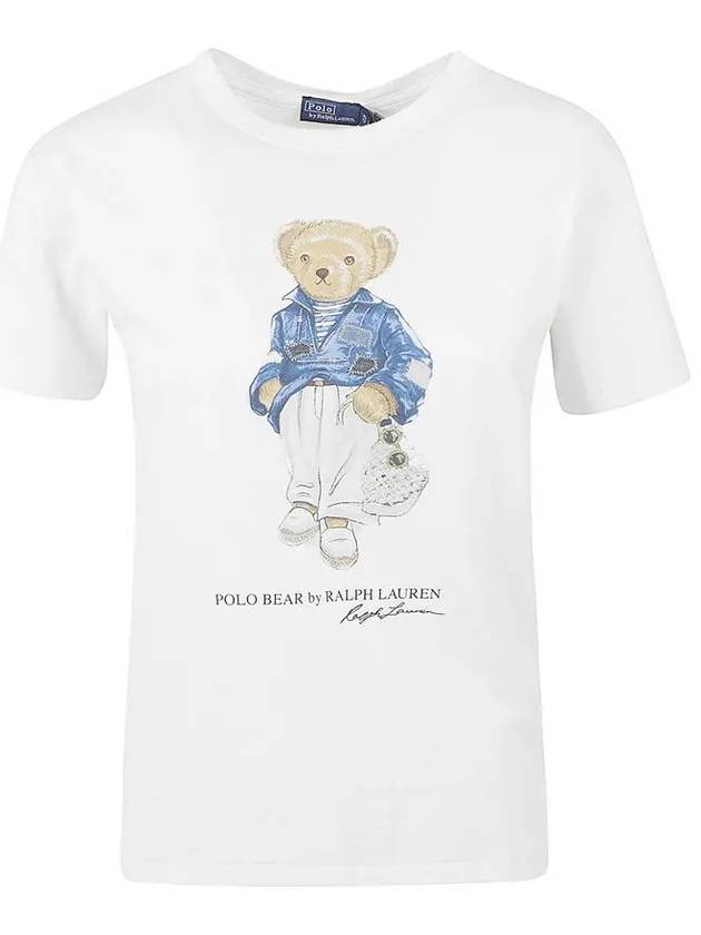 Women's Bear Print Short Sleeve T-Shirt White - POLO RALPH LAUREN - BALAAN 3