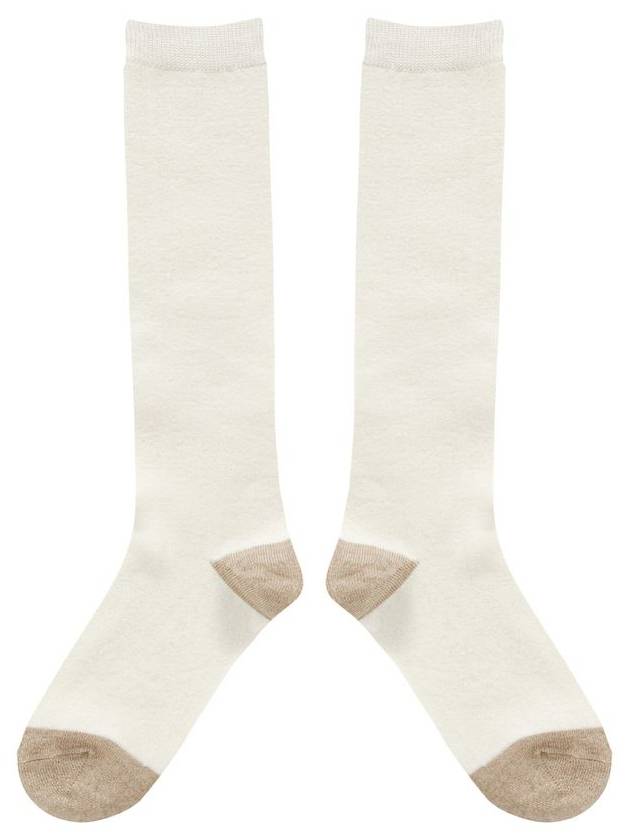 Wool blend knee socks Ivory - BUTTONPLAY - BALAAN 1