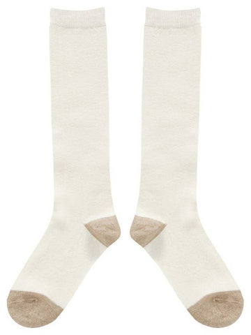 Wool blend knee socks Ivory - BUTTONPLAY - BALAAN 1