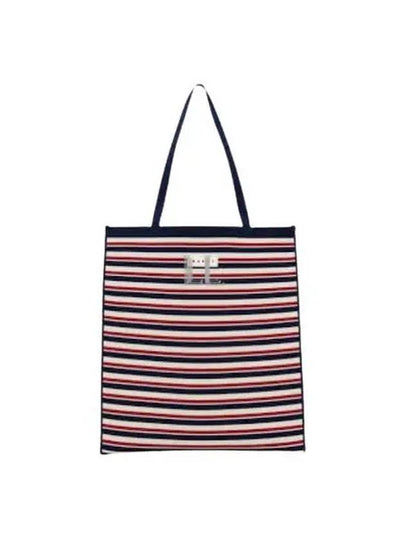 Flat Jacquard Knit Tote Bag Navy - MARNI - BALAAN 2