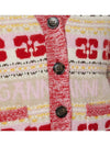 Logo V-neck Wool Blend Cardigan Red - GANNI - BALAAN 6
