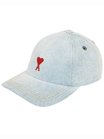 Embroidered Logo Denim Ball Cap Light Blue - AMI - BALAAN 1