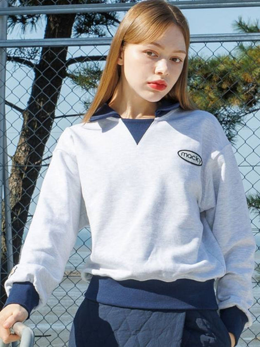 Long Sleeve T-Shirt Sporty Max Sweatshirt Light Gray MCFW23MTM 4LG - MACKY - BALAAN 1