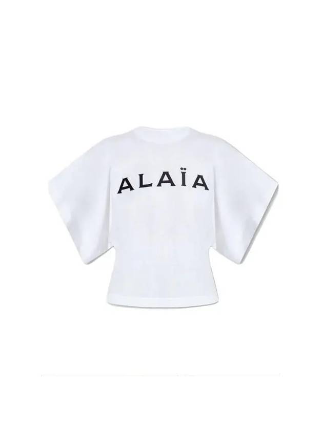 Logo Print Crew Neck Cotton Short Sleeve T-Shirt White - ALAIA - BALAAN 1