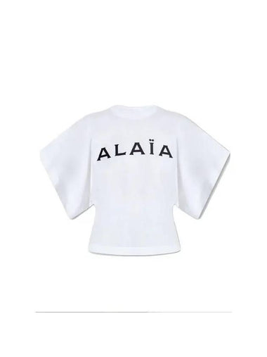 Logo Print Crew Neck Cotton Short Sleeve T-Shirt White - ALAIA - BALAAN 1