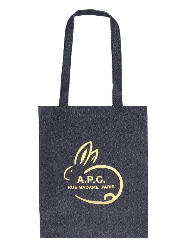 Bunny Logo Denim Tote Bag Dark Navy - A.P.C. - BALAAN 1