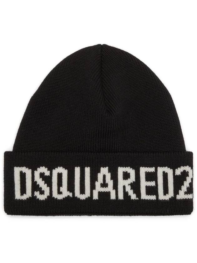 Intarsia Logo Wool Beanie KNM016101W043282124 - DSQUARED2 - BALAAN 2